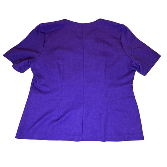 Vintage Karis Korner Blazer Womens 18W Purple Short Sleeve V Neck Button up Top - Picture 2 of 10